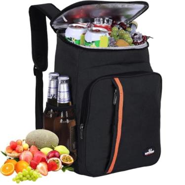 Imagem de Mochila Isotérmica com Capacidade para 30 Latas, Resistente a Vazamentos Ideal Lanches e para Praia, Camping, Trilhas, Piqueniques, Ambiente de Trabalho e Viagens (Preto)