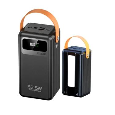 Imagem de Power Bank 80000mAh USB Grande Pacote De Bateria Com Display LED 22.5W Carregamento Rápido Powerbank Cabos Integrados Carregador Portátil Compatível Com Smartphones Tablets(Size:60000Mah,Color:preto)