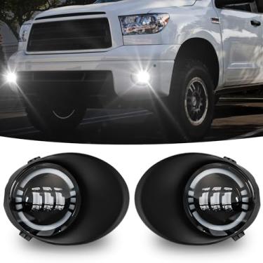 Imagem de SINYATO INDUST Faróis de neblina de LED para Toyota Tundra 2007-2013, kit de substituição de montagem de faróis de neblina dianteiros, lente transparente (1 par)