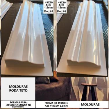 Imagem de 2 Fôrma 3d Sanca Roda teto 49x10cm abs 1,5mm Molduras para teto - INNO