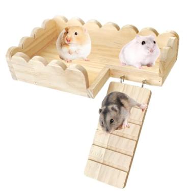 Imagem de Hamster brinquedo hamster brincar academia brinquedos de escalada plataforma hamster gaiola porquinho-da-índia acessórios plataforma de jogo de madeira para papagaio coelho coelho chinchila pequeno