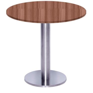 Imagem de Mesa Beta Big Inox 75 Cm (alt) Disco Redondo Tampo Mdp Redondo 80 Cm (larg) X 2,50 Cm (alt) Walnut