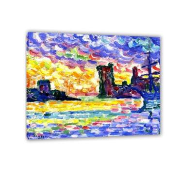 Imagem de Reprodução de pintura famosa, pôster de Marselha, arte de parede impressa em tela, arte de parede vintage para sala de estar 20x25 cm emoldurada