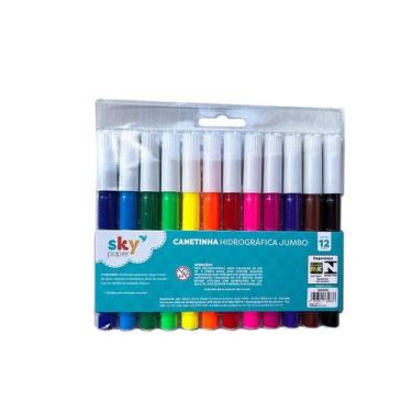 Imagem de Canetinha Hidrografica Jumbo 12 Cores SK0306 - Skypaper