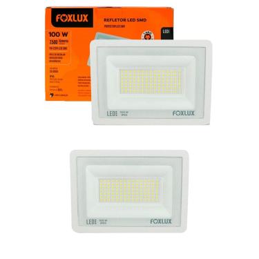 Imagem de Kit 2 Refletor Led 100W 6500K Branco Bivolt Foxlux