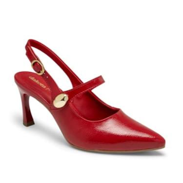 Imagem de Sapato Feminino Slingback Salto Fino Verniz Moda Dakota - Vermelho