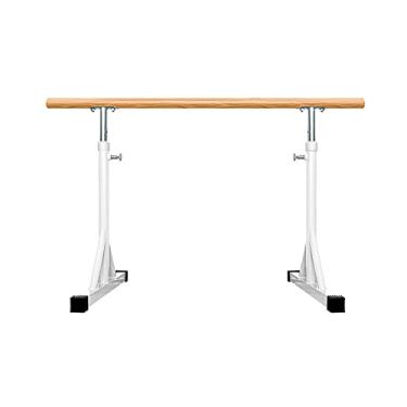 Imagem de Barra de balé de madeira, barra de balé de dança profissional, bastão de balé de alongamento para prática de fitness ajustável para casa (branco 1,5 m)