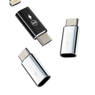 Imagem de 65W Adaptador Lightning fêmea para USB C macho (pacote com 3) cabo conversor de cabo carregador rápido tipo C conector de carregamento para Apple iPhone15 Pro Max para iPad Air Mini compatível com