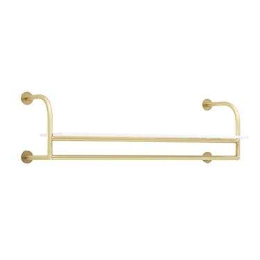 Imagem de CUTPOIY Suporte de exibição de metal resistente moderno simples para loja de roupas masculinas e femininas, suporte de parede com prateleira de armazenamento, suporte de roupas para exibição de