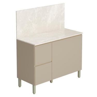 Imagem de Balcão Com Tampo Cozinha Art 120 cm com 3 Portas e 2 Gavetas