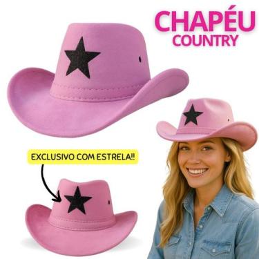 Imagem de Chapéu Country Feminino Adulto Infantil com Estrela Rodeio Festa Junin