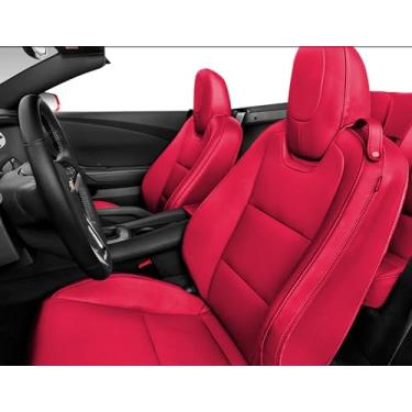 Imagem de luxuperce Capas de assento personalizadas para Chevrolet Camaro 2010-2015 5ª geração Camaro LT LS SS Coupe/modelos conversíveis Capas de assento de couro sintético (frente)