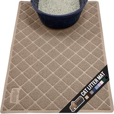 Imagem de The Original Gorilla Grip 100% Waterproof Cat Litter Box Trapping Mat 35x23, Easy Clean, Textured Backing, Traps Mess for Cleaner Floors, Less Waste, Stays in Place for Cats, Soft on Paws, Beige