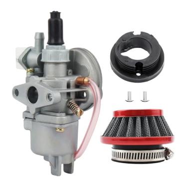 Imagem de ABCERRSI Carburador PZ13 de 13 mm com pilha de filtro de ar compatível com 43cc 47cc 49cc 2 tempos Mini ATV Quad Dirt Pocket Bike Go Kart Moped Vermelho