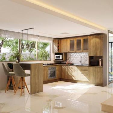 Imagem de Cozinha de Canto Modulada Celeste Kappesberg 100% MDF Nogueira