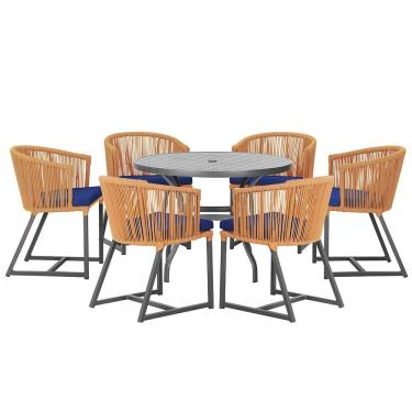 Imagem de Mesa com 6 Cadeiras de Jantar Roma 120cm e Noronha em Alumínio