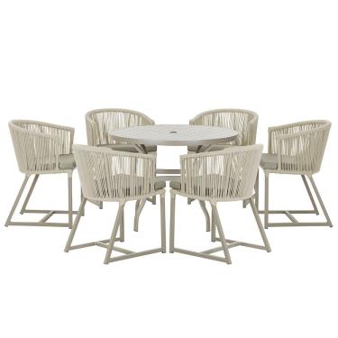 Imagem de Mesa com 6 Cadeiras de Jantar Roma 120cm e Noronha em Alumínio