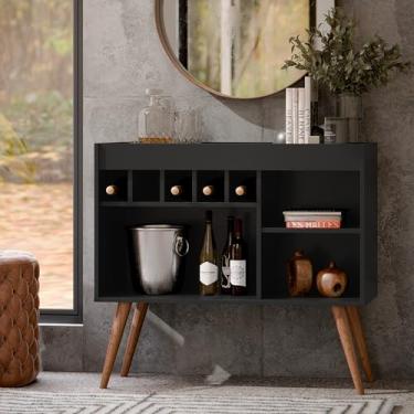 Imagem de Aparador Buffet Adega Sala Estar C/5 Nichos Para Garrafa New Odin (Preto) - Mega Móveis