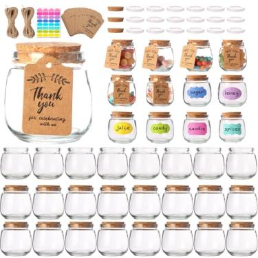 Imagem de AIXIANG Frascos de vidro com tampa de cortiça e tampa de vedação, pacote com 40 garrafas de vidro pequenas de 200 ml para lembrancinhas de casamento, chá de bebê, lembrancinhas de festa, frascos de