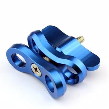 Imagem de Suporte de câmera para GoPro 13, clipe de cabeça esférica com enchimento de metal CNC, clipe de borboleta de fotografia de mergulho (azul)