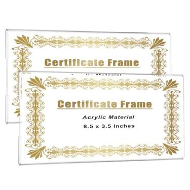 Imagem de JUXYES Pacote com 2 molduras de licença de negócios de acrílico transparente para parede, moldura de exibição de certificado de licença de 9 x 21 cm, moldura profissional de montagem na parede para
