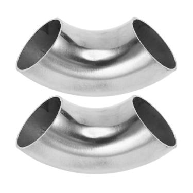 Imagem de Motoforti 2 peças 90 graus mandril curva cotovelo carro modificado tubo de escape tubulação 304 aço inoxidável tom prata 304