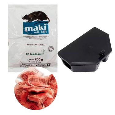 Imagem de Maki Soft Bait 200g Iscas para Ratos e Ratazanas, kit com 01 Porta isca e 01 Sache