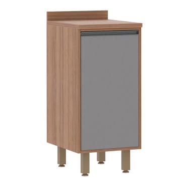 Imagem de Balcão De Cozinha Com Tampo 40 Cm 1 Porta De Abrir 1 Prateleira Isa Luciane Móveis Vanilla Com Cinza Puro