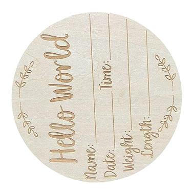 Imagem de TOPINCN Redonda de Madeira olá Palavra Word Signo de Terminação para Decoração de Jardim de Infância Sessão de Fotos de bebê (L1)