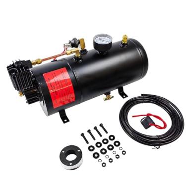 Imagem de LLNSEAUTO Bomba De Tanque De Compressor De Buzina De Ar Dc 12V Max 150Psi, Tanque De 3 Litros E 0,8 Galões, Adequado Para Caminhonete A Bordo, Compressor De Ar Portátil Com Tanque De 3L, Kit De Buzi