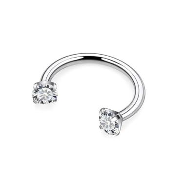 Imagem de Hnxnskt Anel de nariz em ferradura de aço cirúrgico duplo piercing de nariz 18 g anéis labiais zircônia cúbica sapato de cavalo Daith piercing joia para mulheres diâmetro interno 8-10 mm, Metal