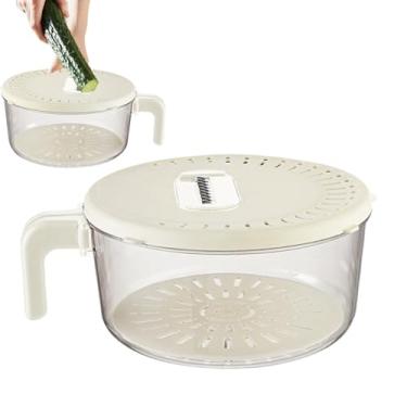 Imagem de Tigela para Lavar Frutas | Tigela de Frutas de Dupla Camada com Escorredor | Cesto Escorredor Com Alça Rebativel Para Cozinha Preparo De Refeições Saladas Jantar Piquenique Viagem Ar Livre Churrasco A