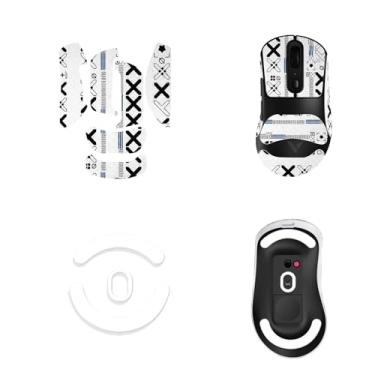 Imagem de NOUKAJU Fita adesiva para mouse com cobertura total para Rapoo VT3PRO MAX, kit de atualização de mouse profissional resistente ao suor, patins para pés de mouse (almofada de pé + fita adesiva branca
