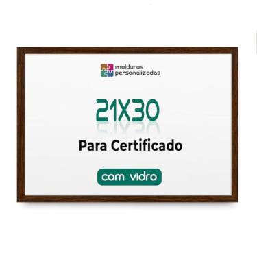 Imagem de Moldura Quadro A4 21x30 com Vidro para Imagem Foto Certificado Diploma (Marrom)