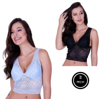Imagem de Kit 2 cropped de renda Bella da Serra blusinha de renda- c1 KIT 2 SUTI