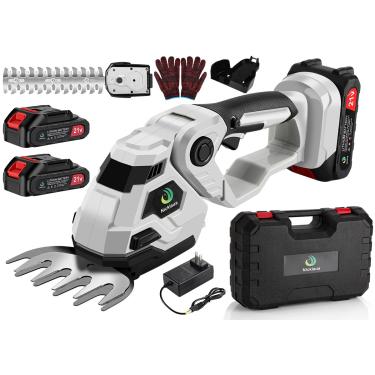 Imagem de Nicklaua Aparador De Cerca Viva Sem Fio, Tesoura De Grama Sem Fio 2 Em 1 E Tesoura De Cerca Viva/Aparador De Arbustos Com Capacidade De Corte De Lâmina De Dupla Ação, Tesoura De Cerca Viva Com 2 Bat