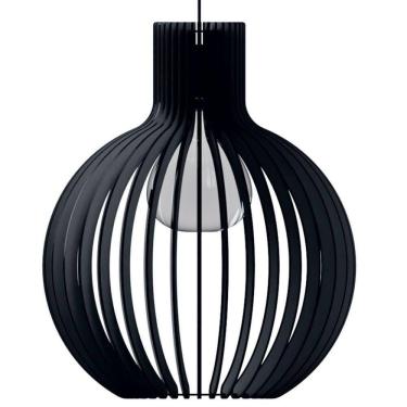 Imagem de Luminária Teto Tipo Pendente Cúpula Mdf - Completa Cor: Preta