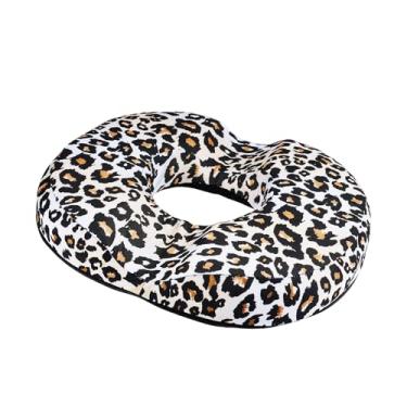 Imagem de Almofada de donut com estampa de leopardo para hemorróidas, almofada de assento para alívio da dor no cóccix - Almofada de cadeira de escritório em casa de leopardo para trabalho sentado por muito