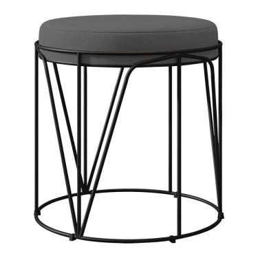 Imagem de Puff Aramado Preto Zaya L02 Suede Cinza