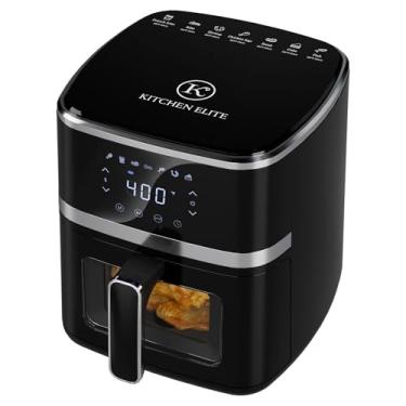 Imagem de Kitchen Elite® - Forno fritadeira a ar de 5,28 quartos, cozinha compacta de visualização digital 7 em 1 com janela de fácil visão, economia de espaço, cesta antiaderente e adequada para