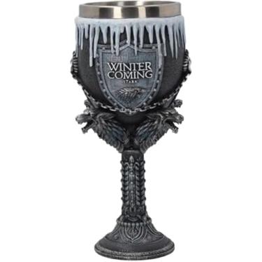 Imagem de Caneca personalizada estilo gravado chifre jogos cervejas de caneca tronos, resina de aço inoxidável 3D caneca de café cerveja copo de bebida (8. Cálice de inverno está chegando)