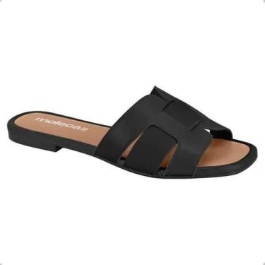 Imagem de Rasteirinha Feminina Moleca Preta Confortável Casual Elegante Leve, Pr