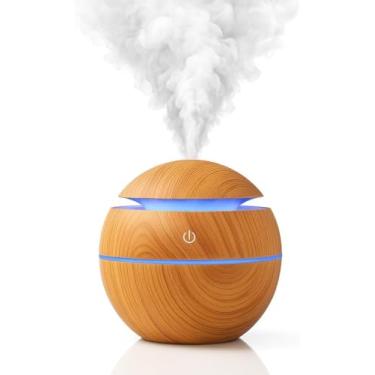 Imagem de Umidificador de Ar Ultrassônico Usb Difusor de Aroma Elétrico Purificador Aromatizador Madeira Clara Led com 7 Cores Portátil Silencioso 200ml