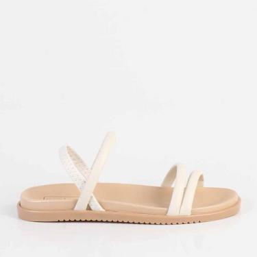 Imagem de Sandália Flatform Moleca 5502101 Preto, Branco off, Amêndoa, 98425, 36