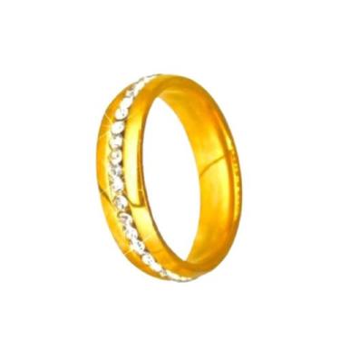 Imagem de Aliança 6mm Dourada Pedras Zircônia Branca Anatomico Tungstenio Tradic