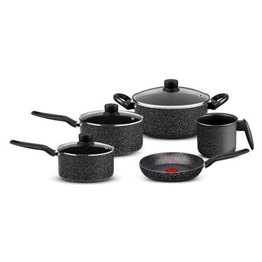 Imagem de Conjunto De Panelas 5 Peças Rochedo Stone Pro Preto E Cinza