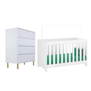 Imagem de Berço Multifuncio3x1+ Cômoda Ditália 4Gav BBI-51 DM-239 Cozy, Branco