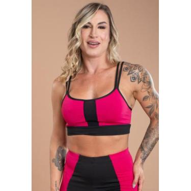 Imagem de Top Fitness Feminino Cropped Com Tirinha Academia Treino Moda Casual F