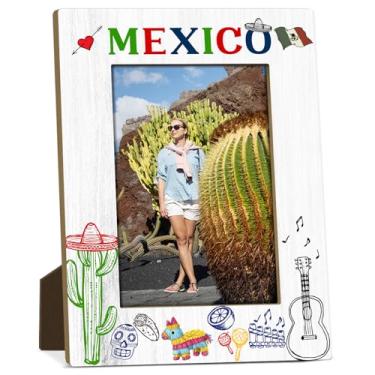 Imagem de Maxico Molduras de madeira para viagem, aniversário, férias, presentes de lua de mel, presentes para viajantes, casais, sala de estar, escritório, mesa, 10 x 15 cm, moldura com suporte - FS649