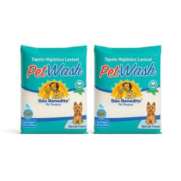 Imagem de Kit 2 Tapetes PetWash Reutilizável 60x50cm Cães e Gatos - mimos pet